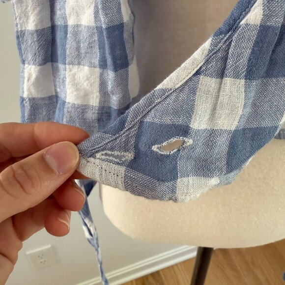 Rails Athena Blue Gingham Cropped Wrap Top XS Linen Blend - Picture 11 of 14